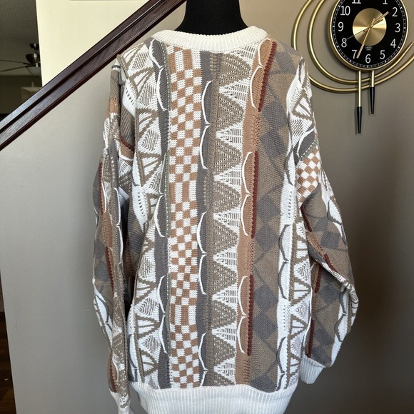 Vintage Cotton Traders Multicolor Coogi Style 3D Knit Pullover Sweater Large